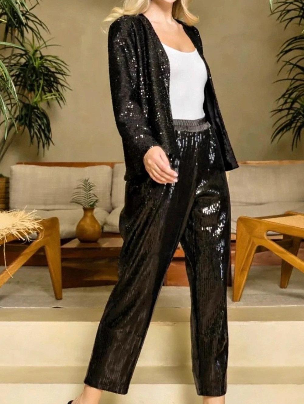 Joh Jassy Sequin Pant Black